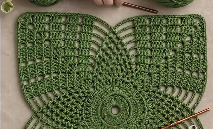 GREEN CROCHET BUTTERFLY TABLE MAT PATTERN