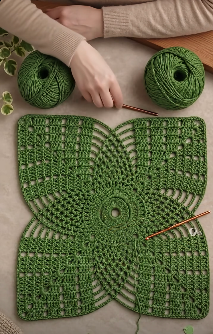 GREEN CROCHET BUTTERFLY TABLE MAT PATTERN
